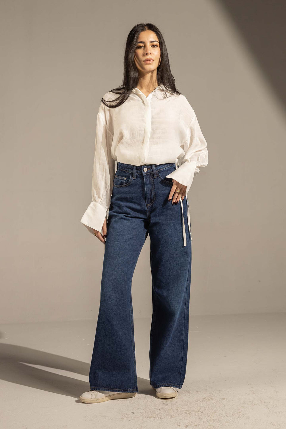 Dark Jeans High-Waist Wide-Leg Denim Jeans