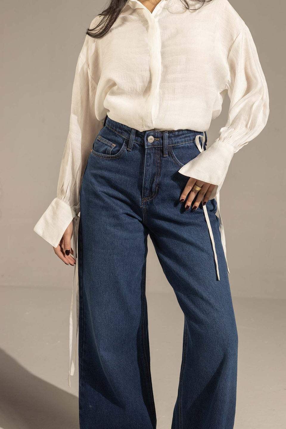 Dark Jeans High-Waist Wide-Leg Denim Jeans