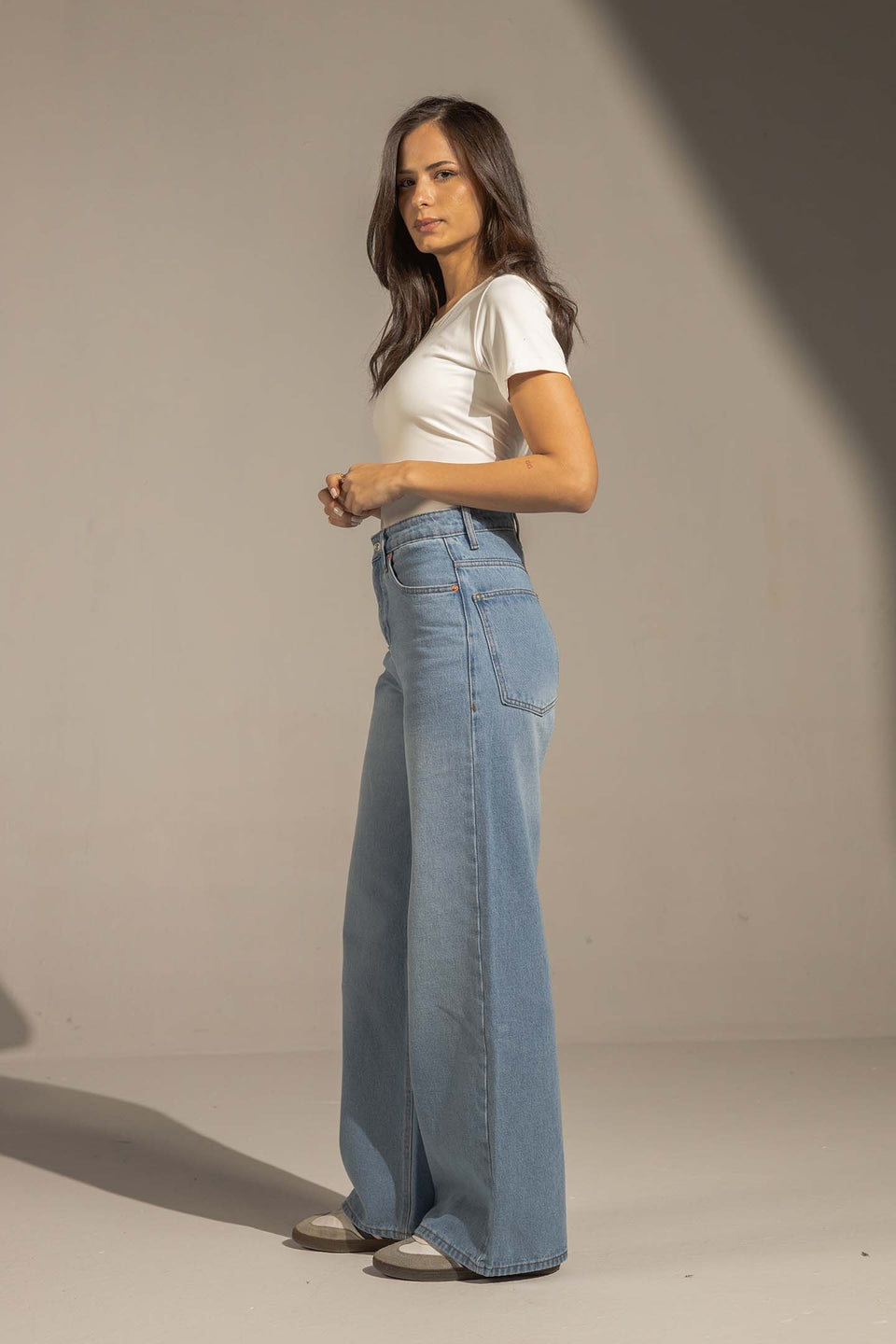 Light Jeans High-Waist Wide-Leg Denim Jeans