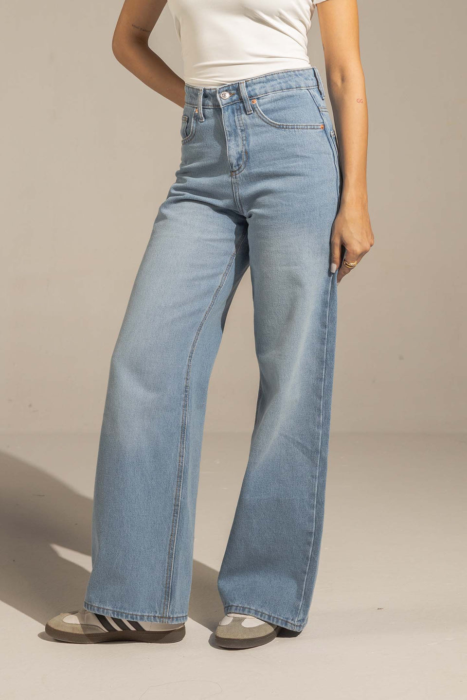 Light Jeans High-Waist Wide-Leg Denim Jeans