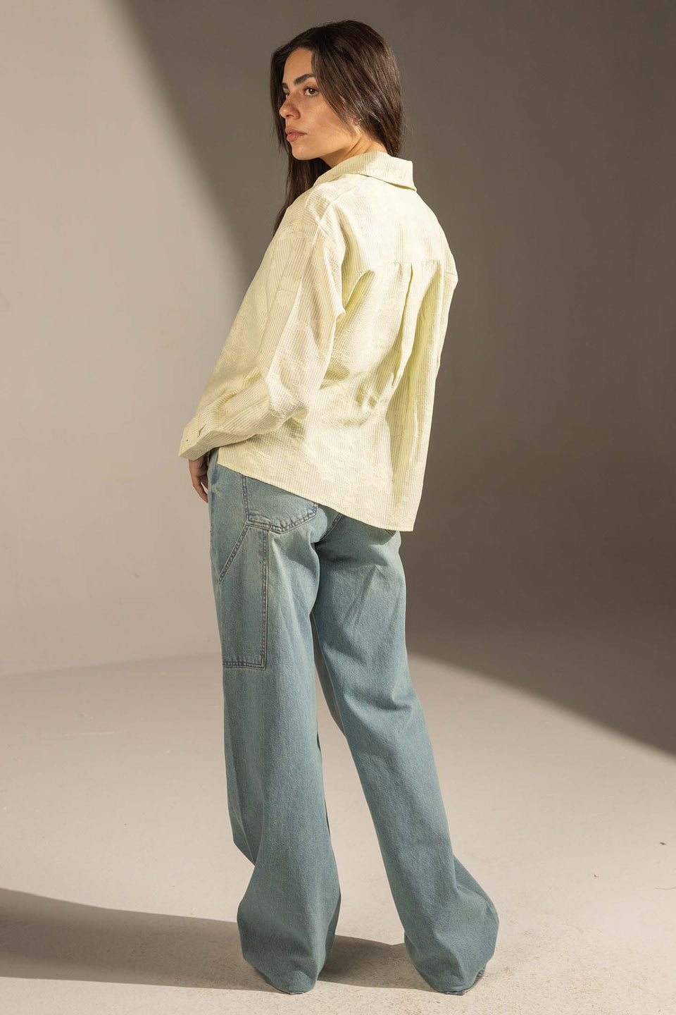 Lime Textured Stripe Button-Up Shirt