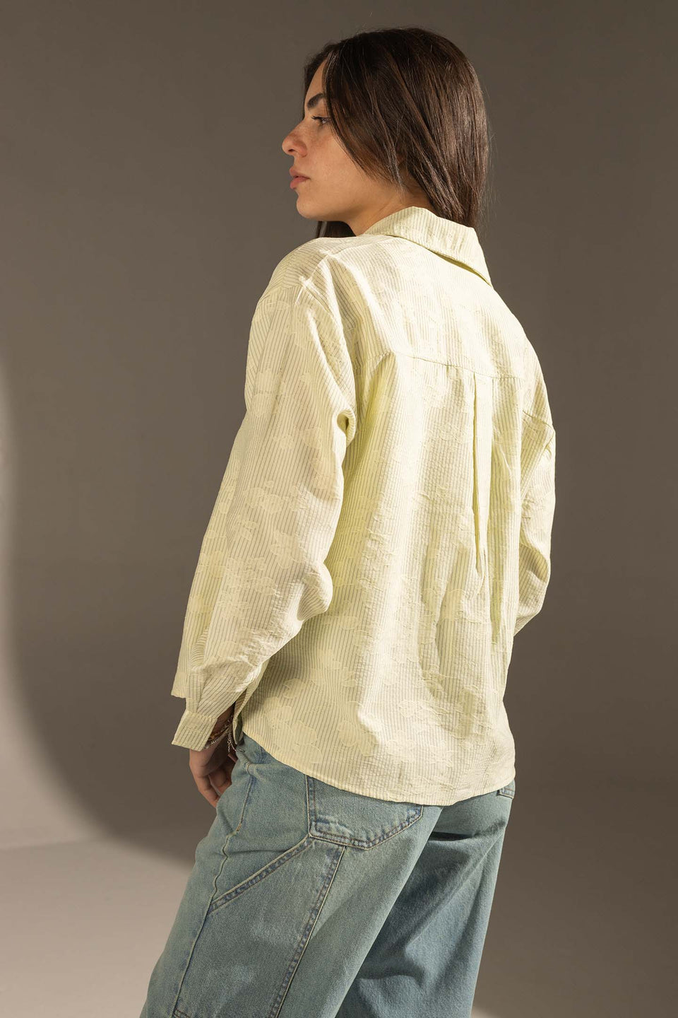 Lime Textured Stripe Button-Up Shirt