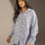 Blue Heart Print Relaxed Fit Button-Up Shirt