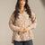 Coffe Heart Print Relaxed Fit Button-Up Shirt