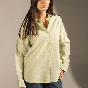 Lime Textured Relaxed Fit Button-Up Shirt
