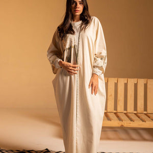 Olive Coin Tassel Embroidered Abaya