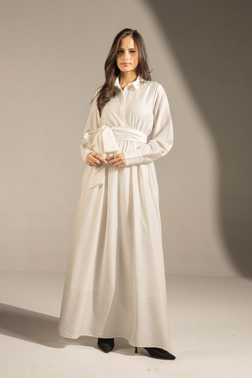 White Wrap Waist Maxi Dress