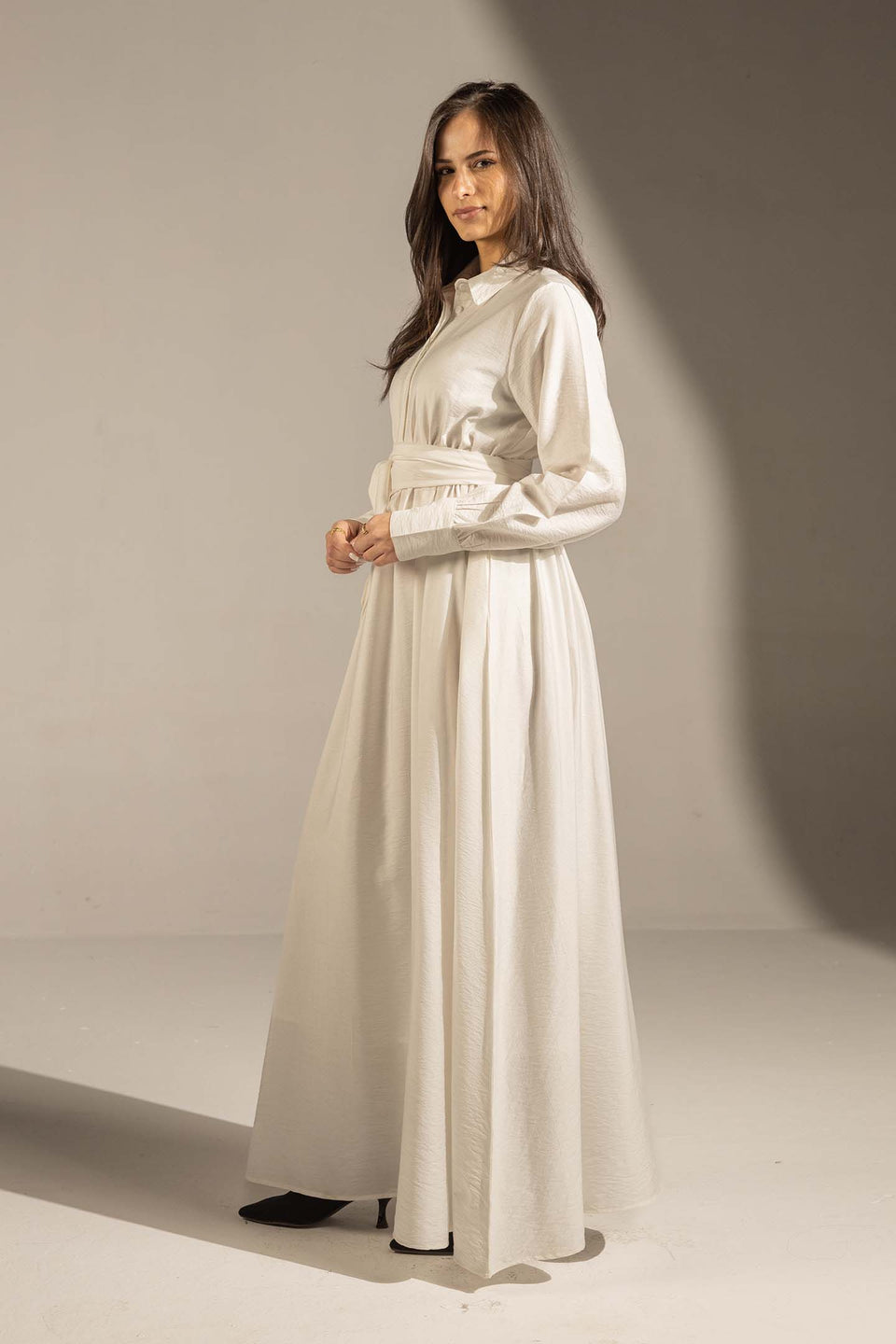 White Wrap Waist Maxi Dress