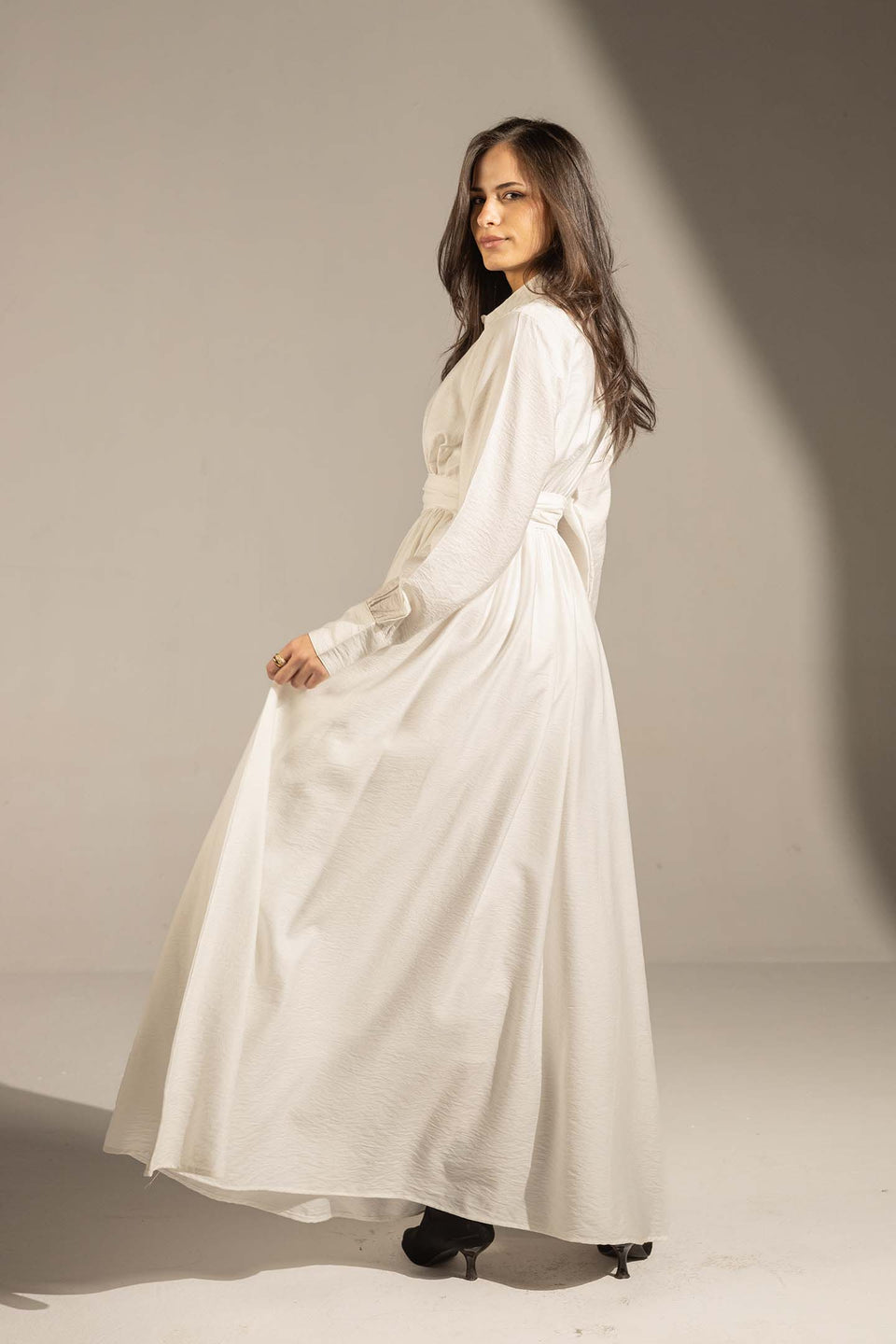 White Wrap Waist Maxi Dress