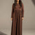 Brown Button-Front Long Sleeve Maxi Dress