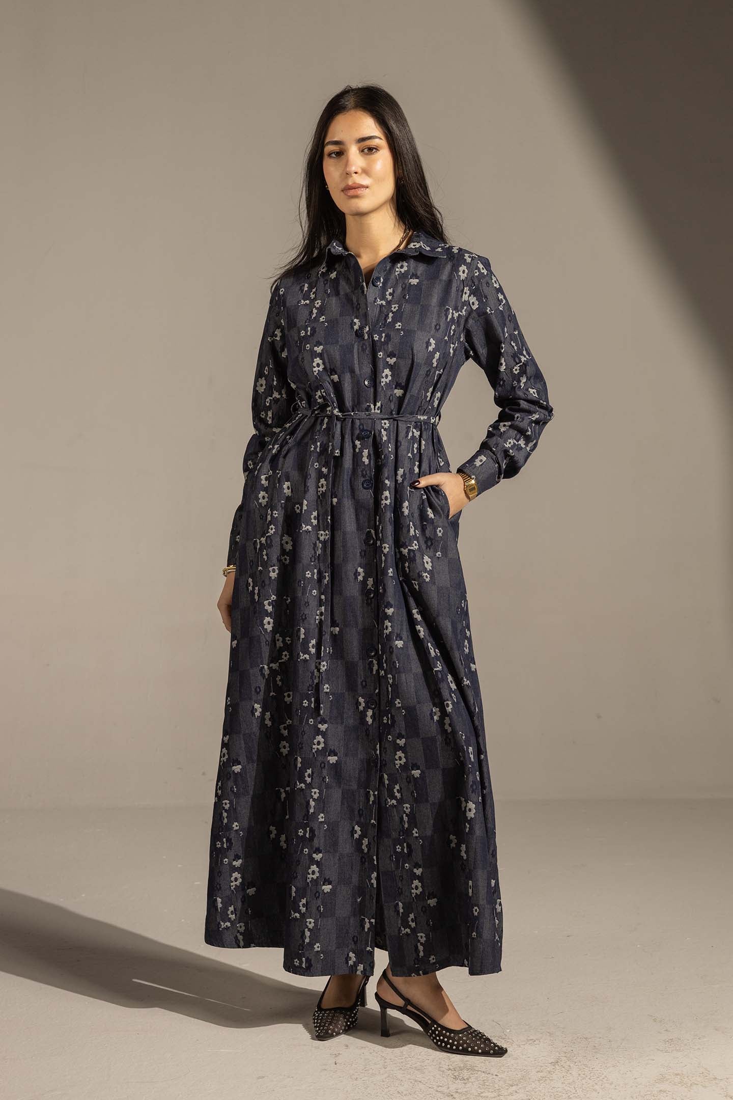 Navy Look Denim Maxi Dress