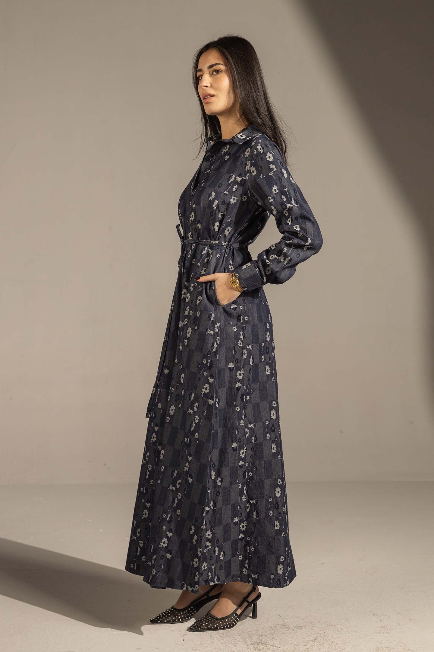 فستان ماكسي جينز كحلي