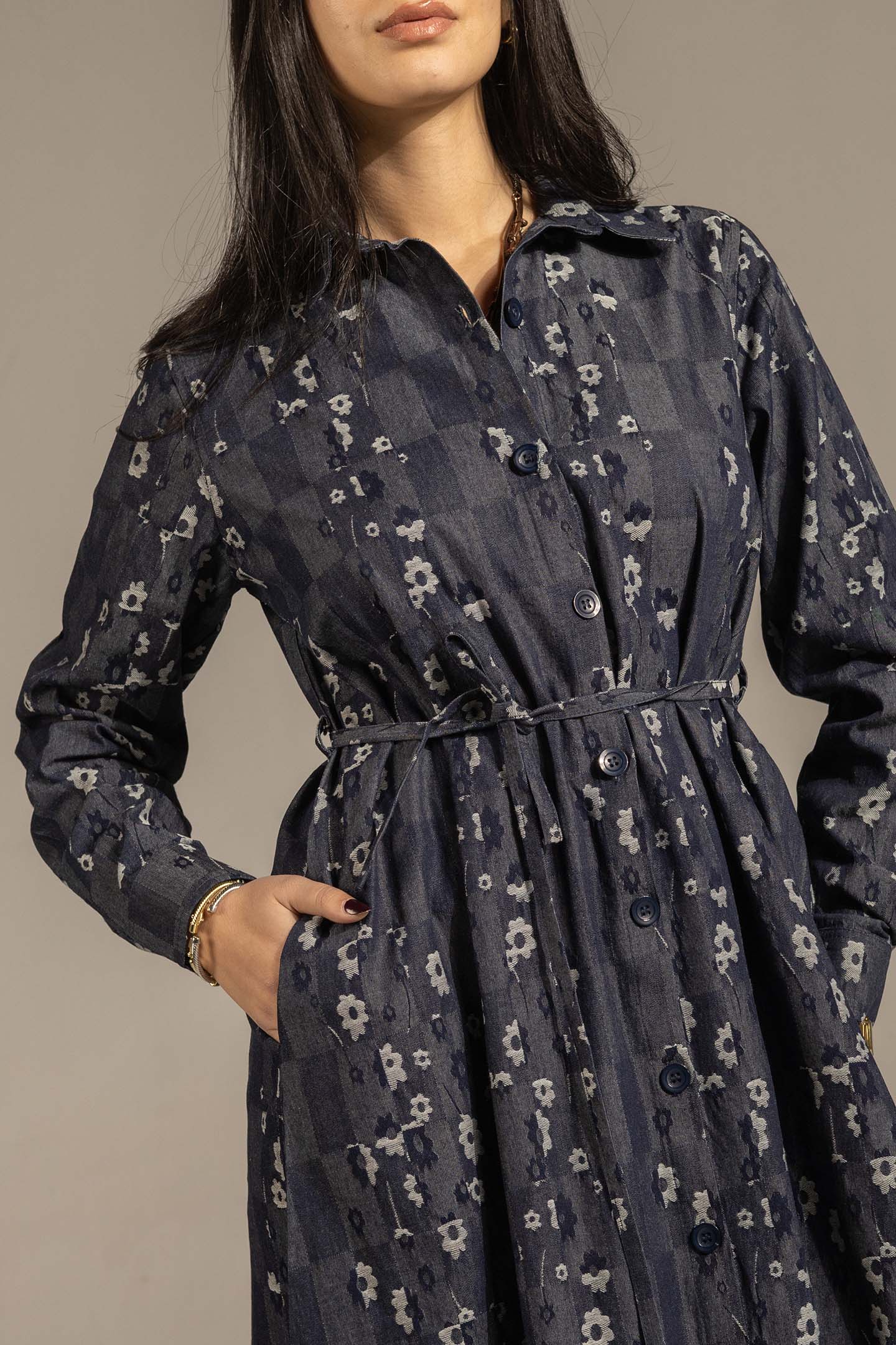 فستان ماكسي جينز كحلي