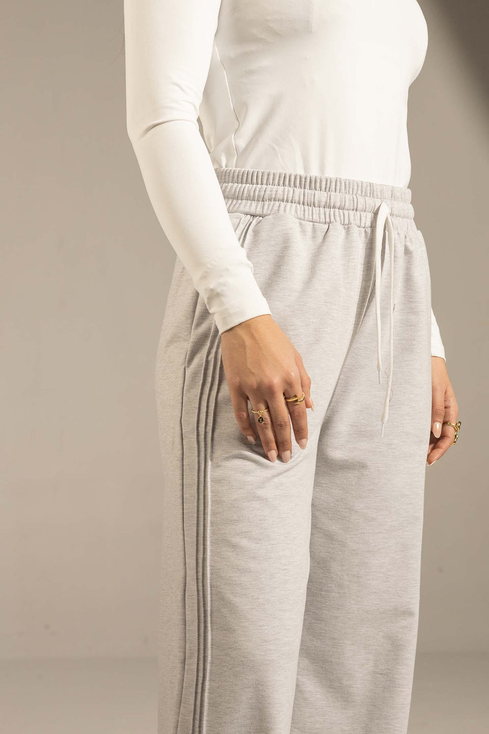 Light Grey Relaxed Fit Wide-Leg Pants