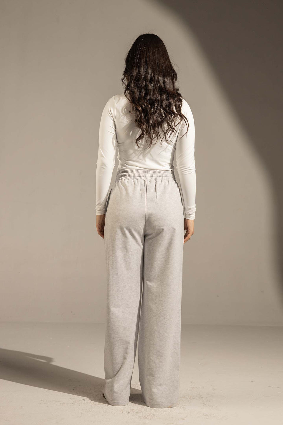 Light Grey Relaxed Fit Wide-Leg Pants