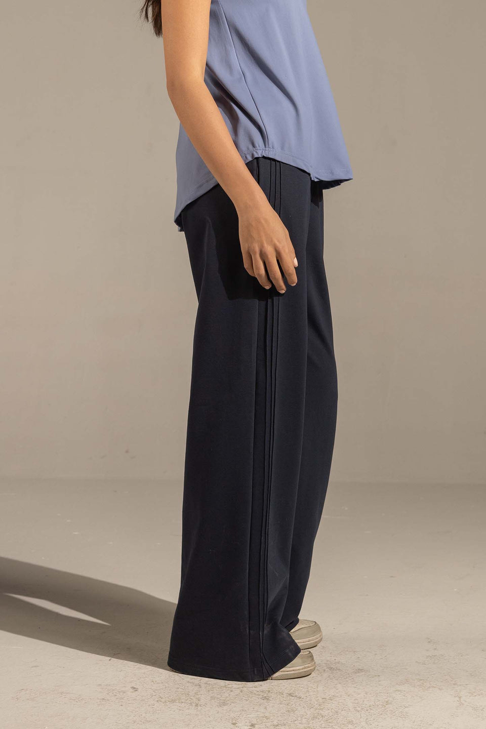 Navy Relaxed Fit Wide-Leg Pants