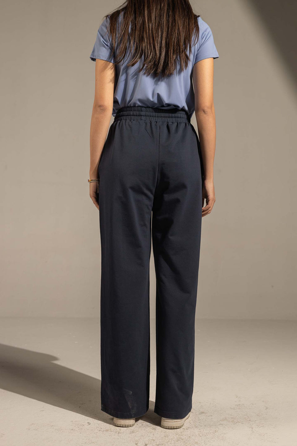 Navy Relaxed Fit Wide-Leg Pants