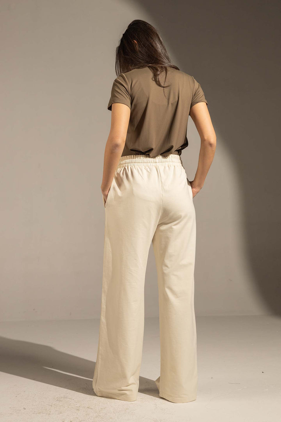 Off White Relaxed Fit Wide-Leg Pants