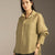Olive Textured Tie-Cuff Button-Up Blouse