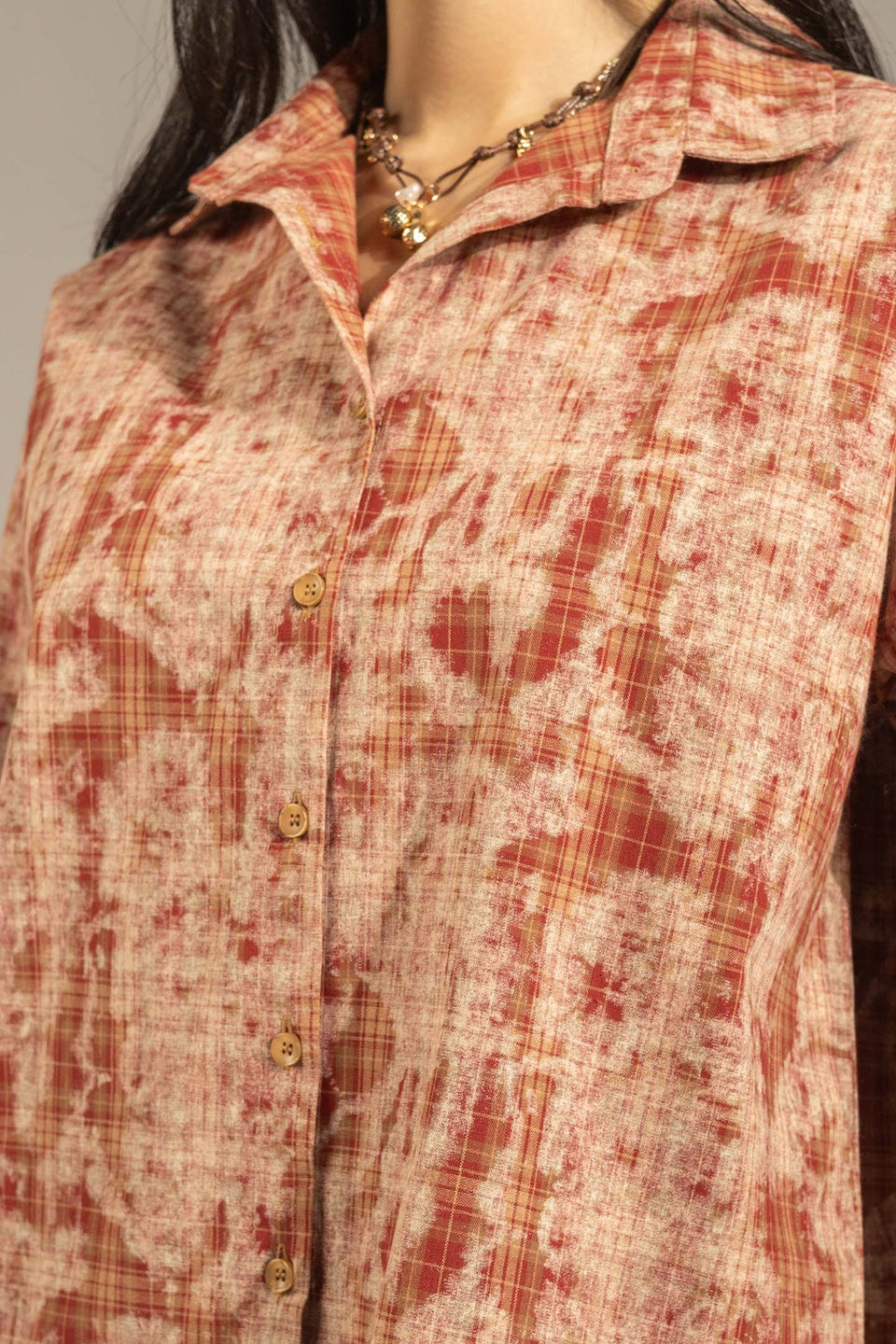 Brown Printed Relaxed Fit Button-Up Shirt