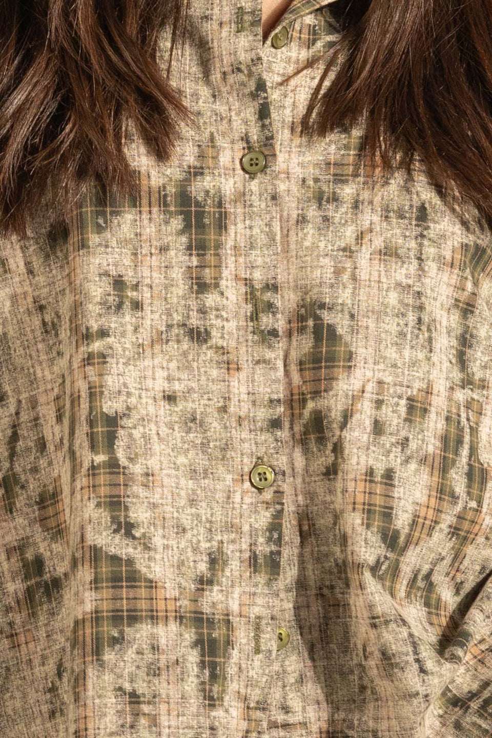 Olive Printed Relaxed Fit Button-Up Shirt