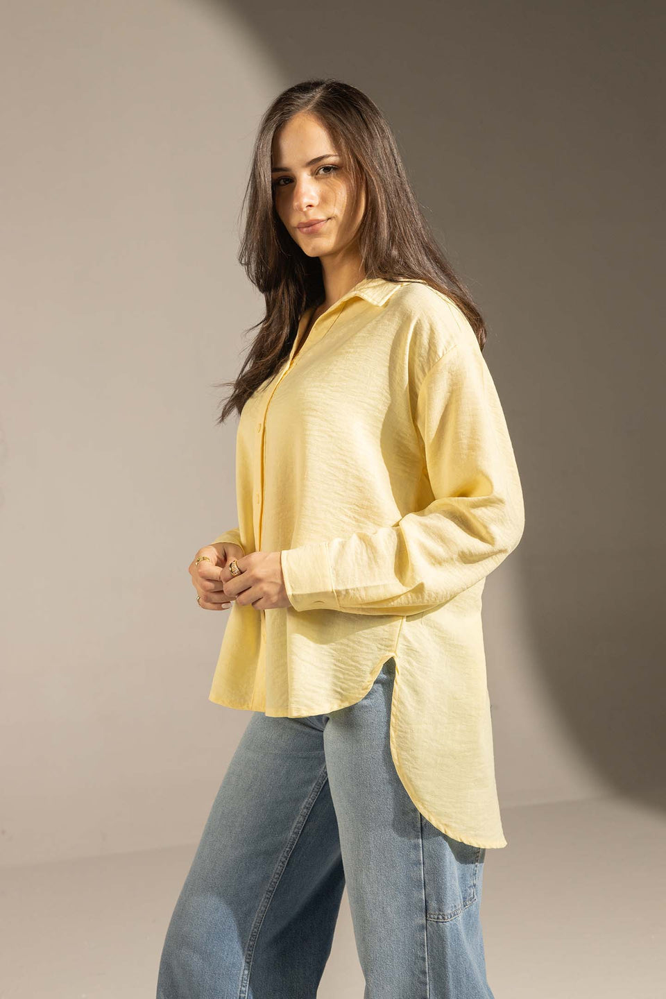 Yellow Relaxed Fit Button-Up Shirt