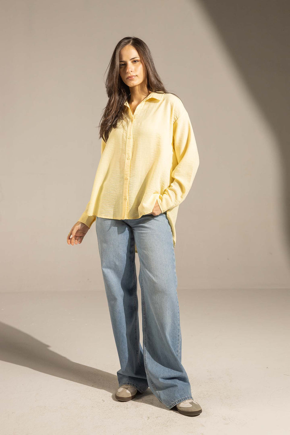 Yellow Relaxed Fit Button-Up Shirt