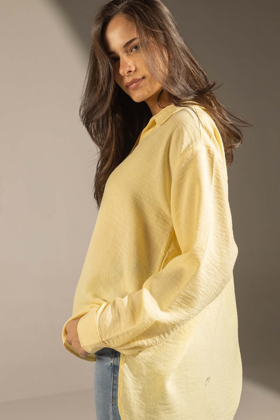 Yellow Relaxed Fit Button-Up Shirt