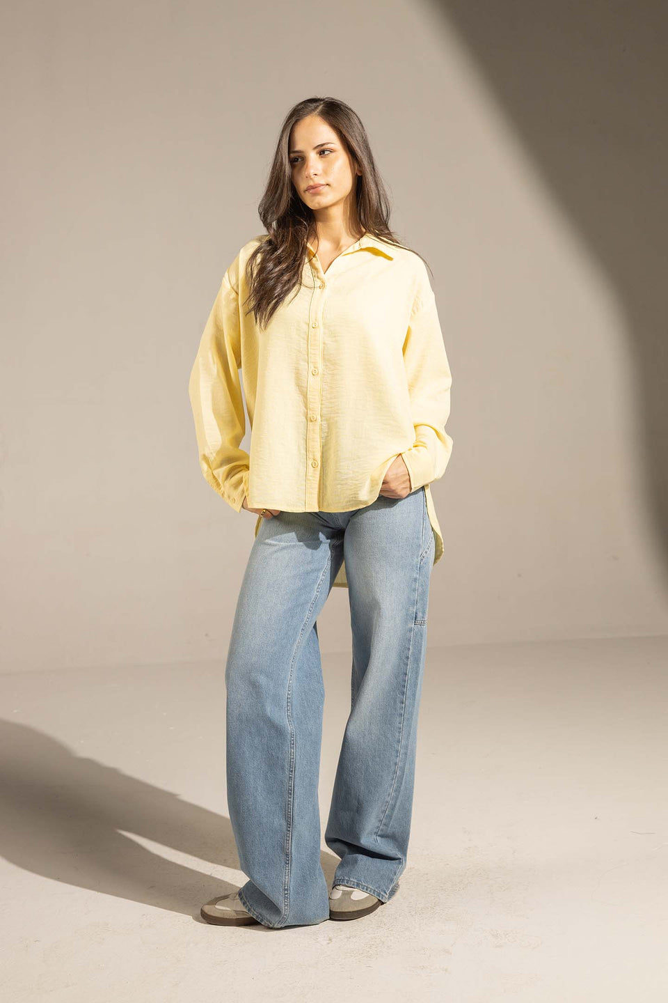 Yellow Relaxed Fit Button-Up Shirt