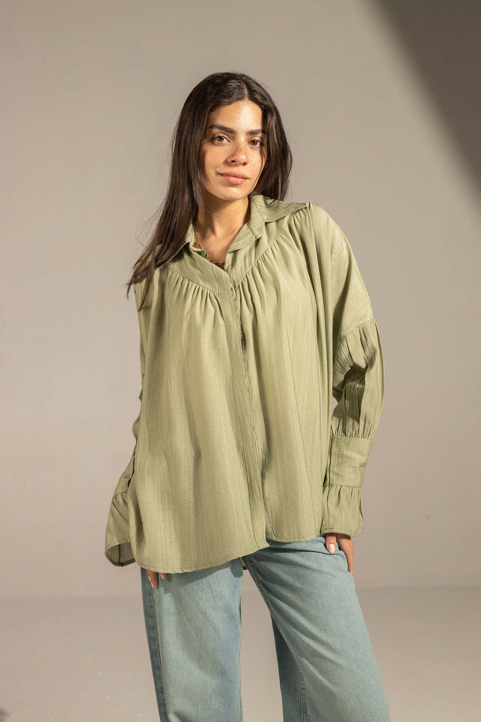 Bestag Pleated Relaxed Fit Shirt