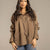 Brown Pleated Relaxed Fit Shirt