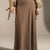 Brown Tailored High-Waist Satin Maxi Skirt