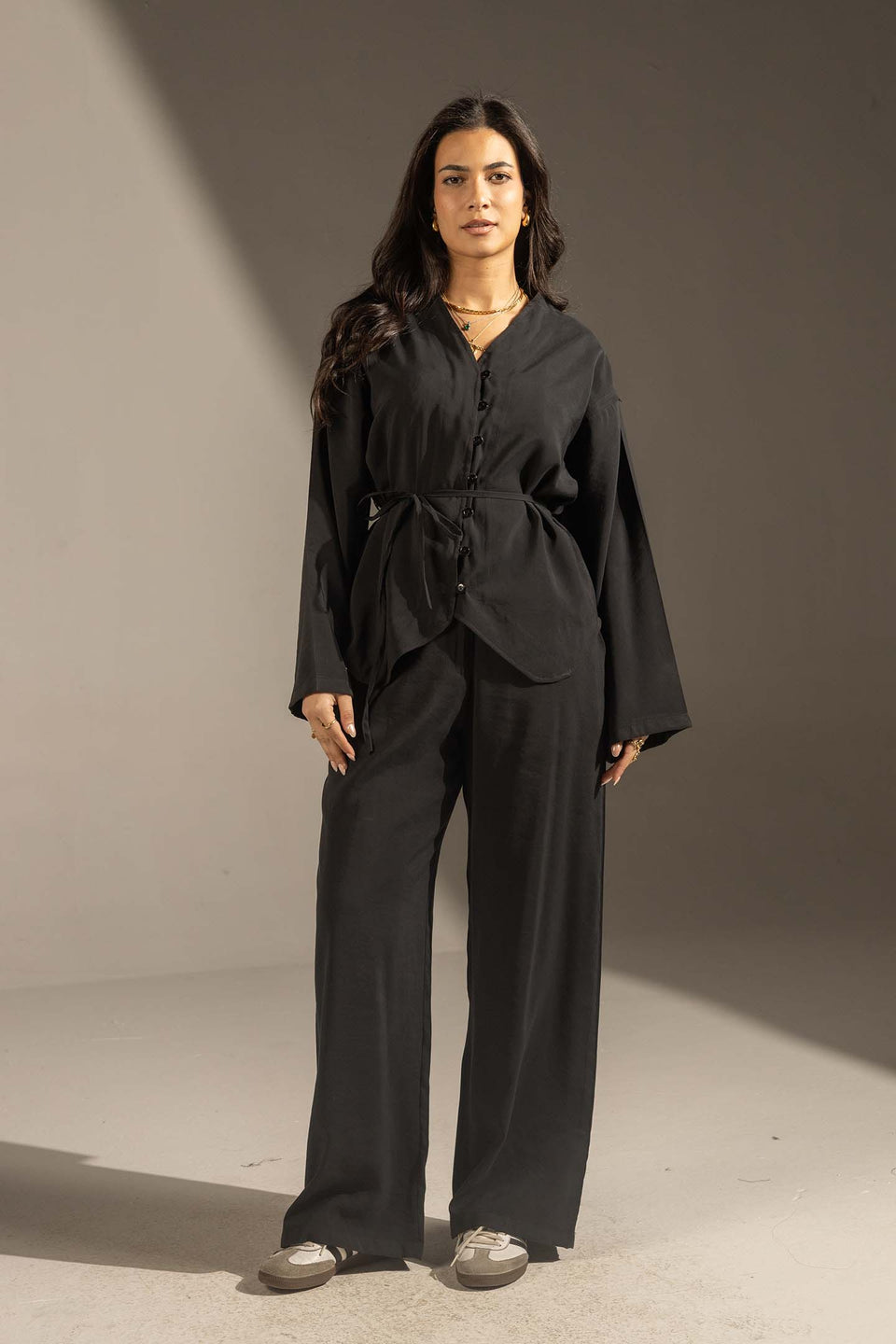 Black Relaxed Fit Tied Set