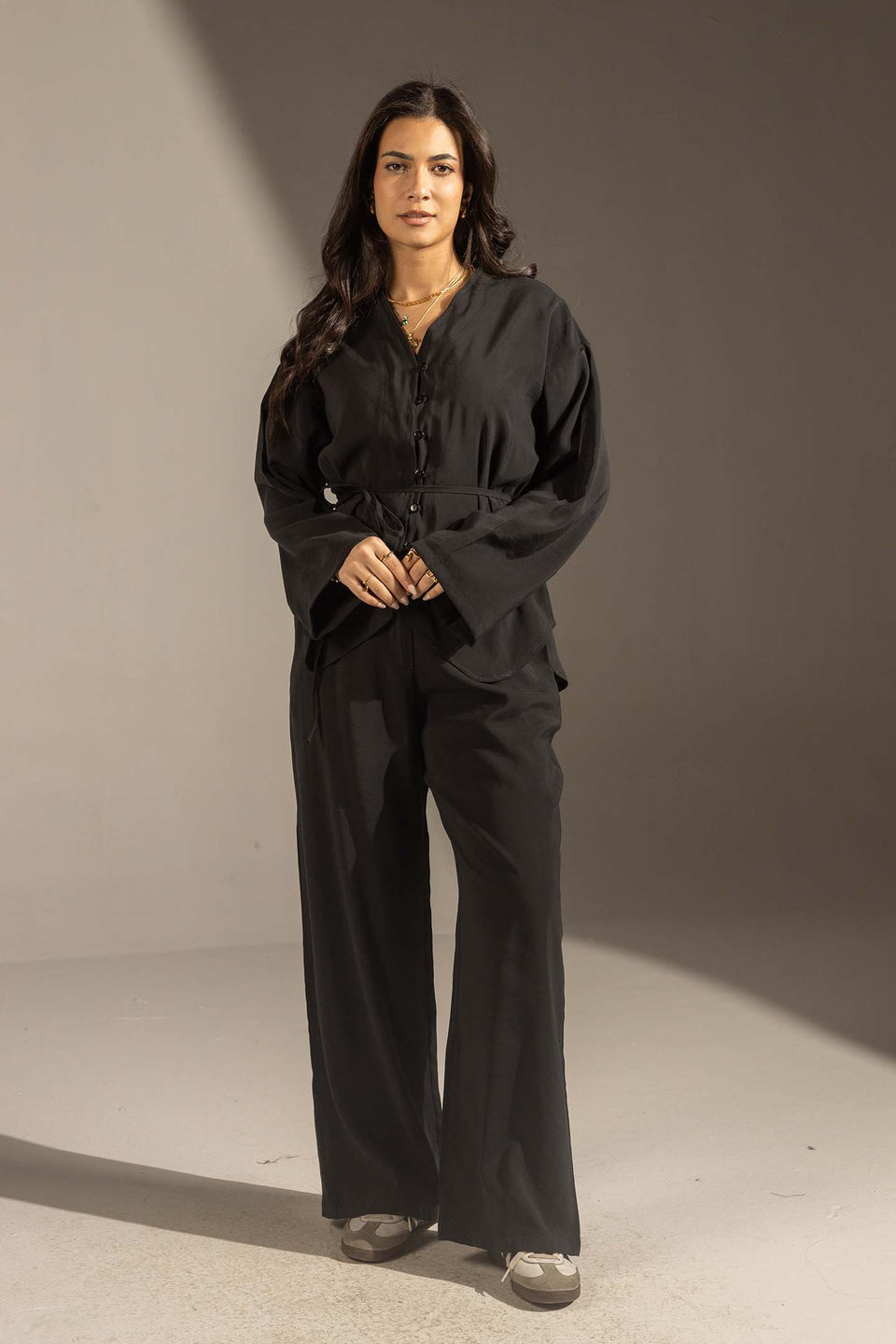 Black Relaxed Fit Tied Set