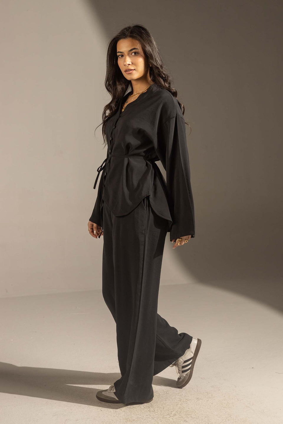 Black Relaxed Fit Tied Set