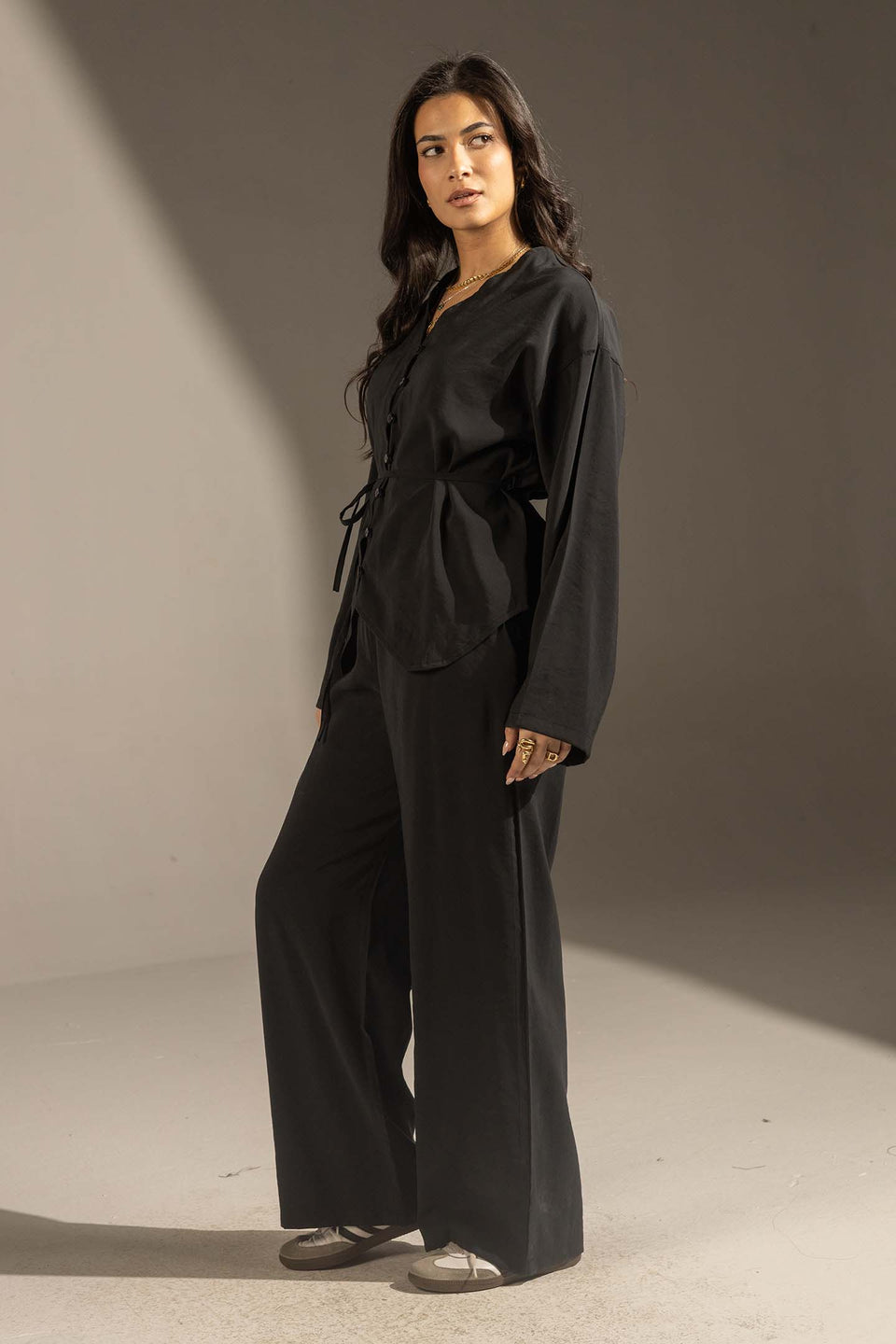 Black Relaxed Fit Tied Set