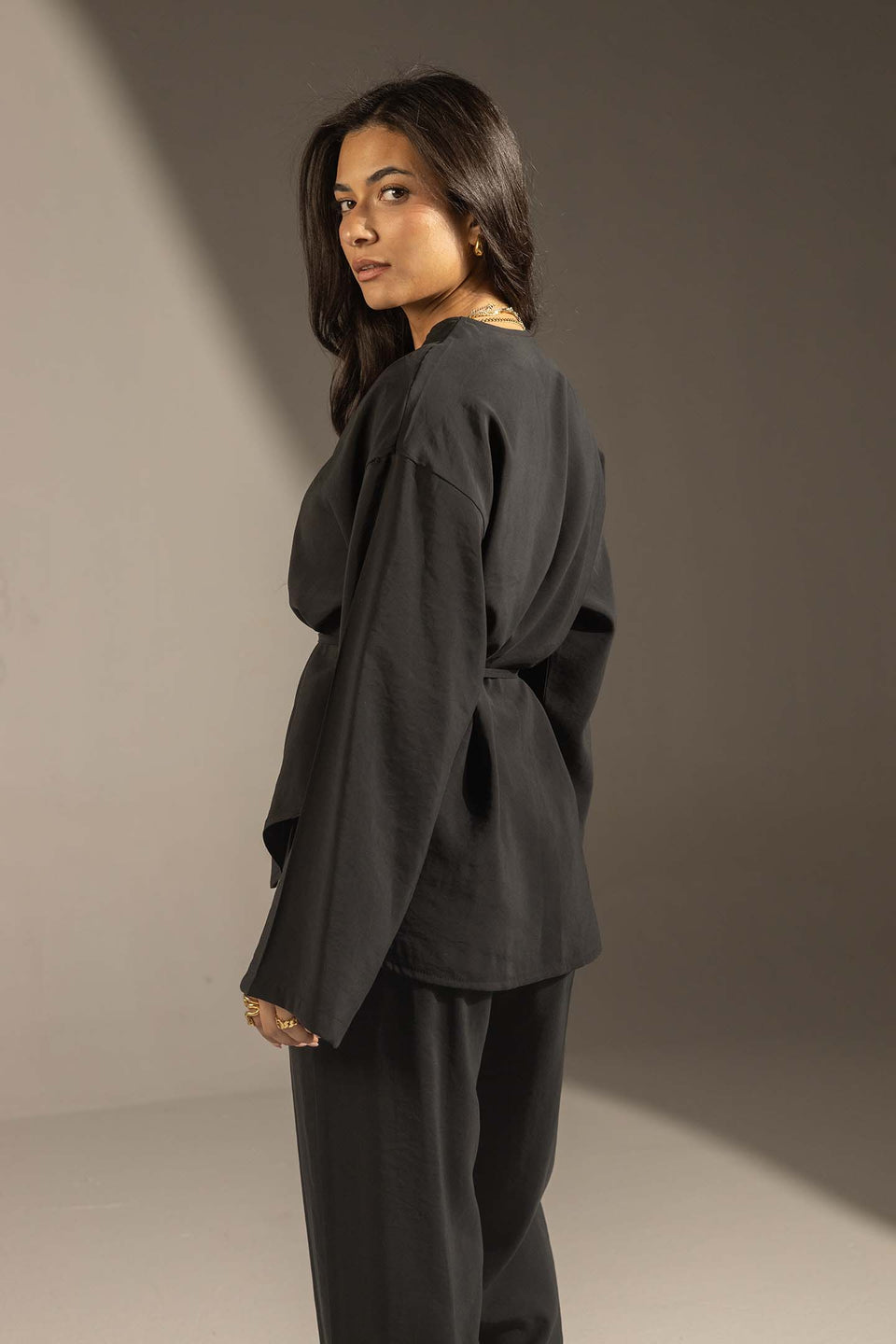 Black Relaxed Fit Tied Set