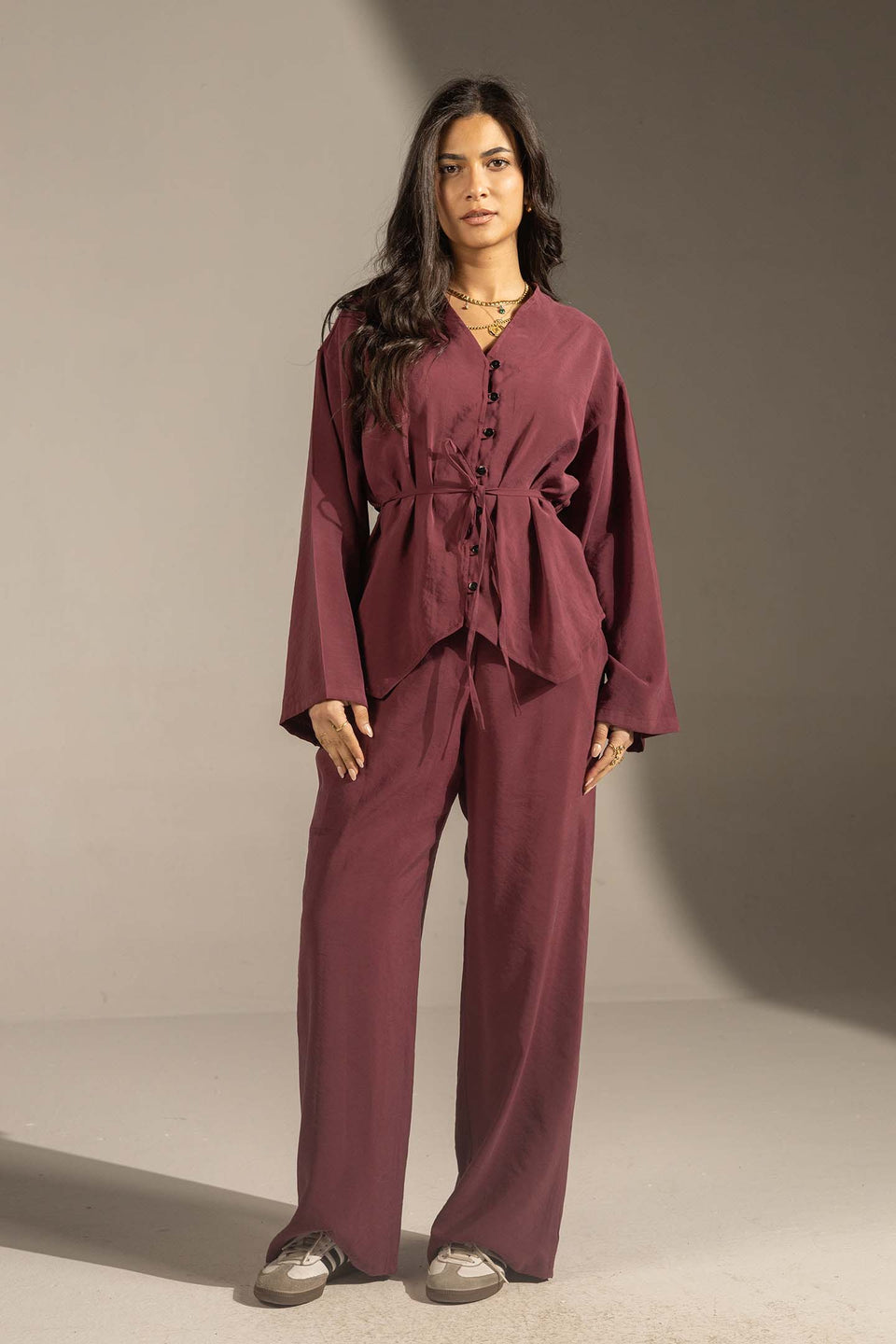 Burgundy Relaxed Fit Tied Set