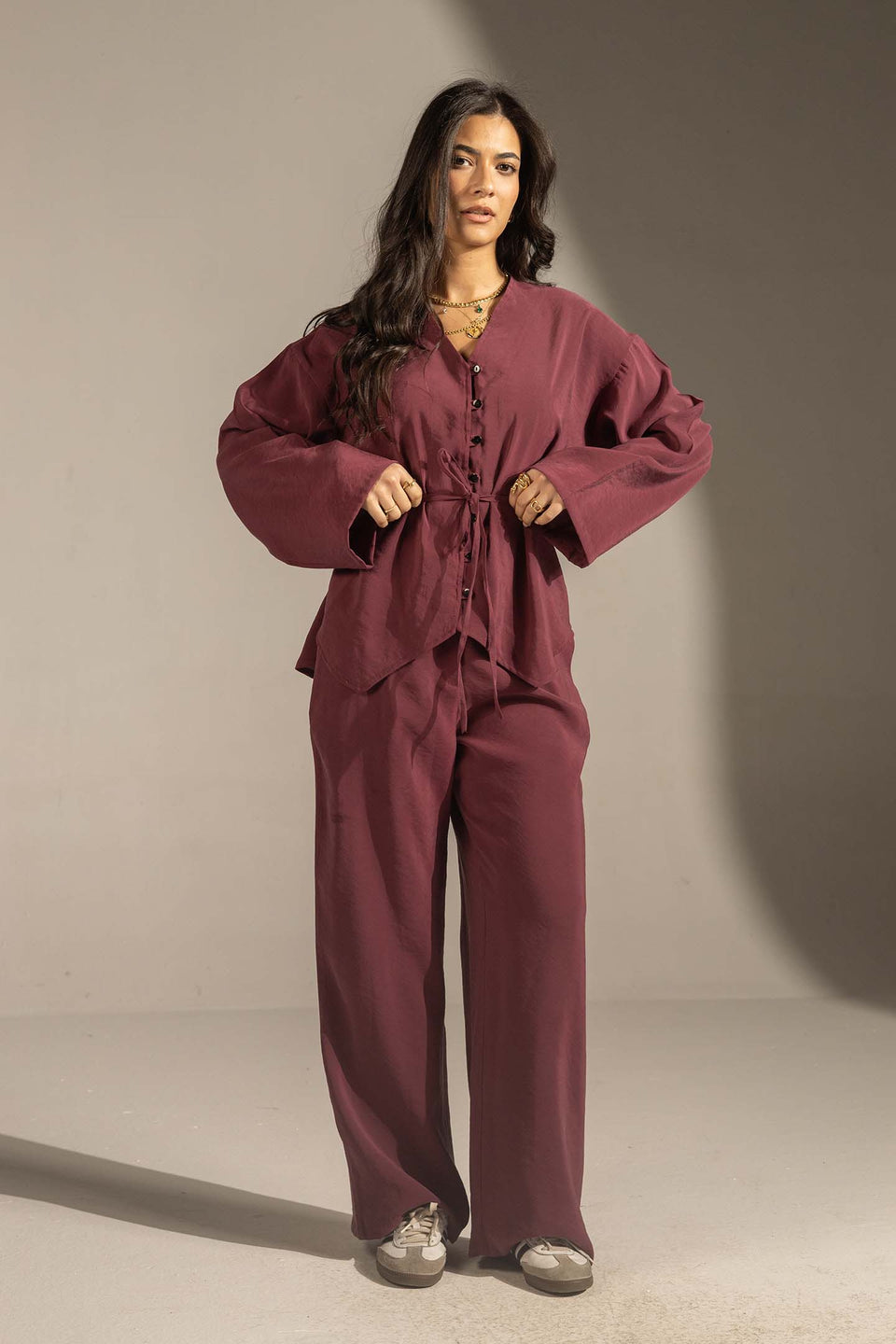 Burgundy Relaxed Fit Tied Set