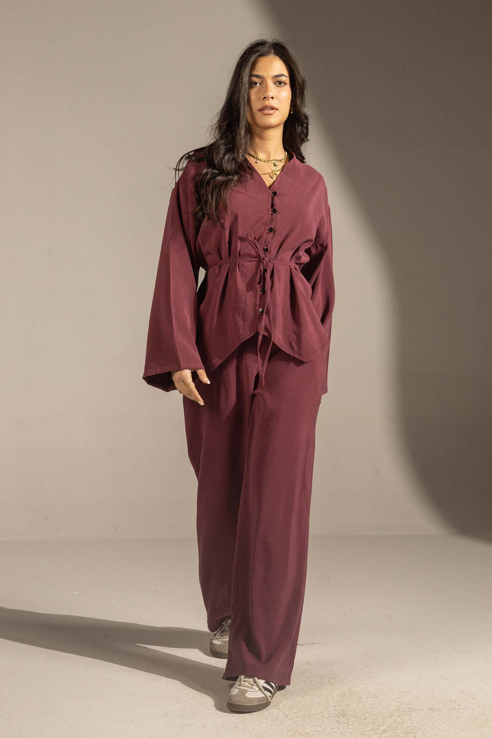 Burgundy Relaxed Fit Tied Set