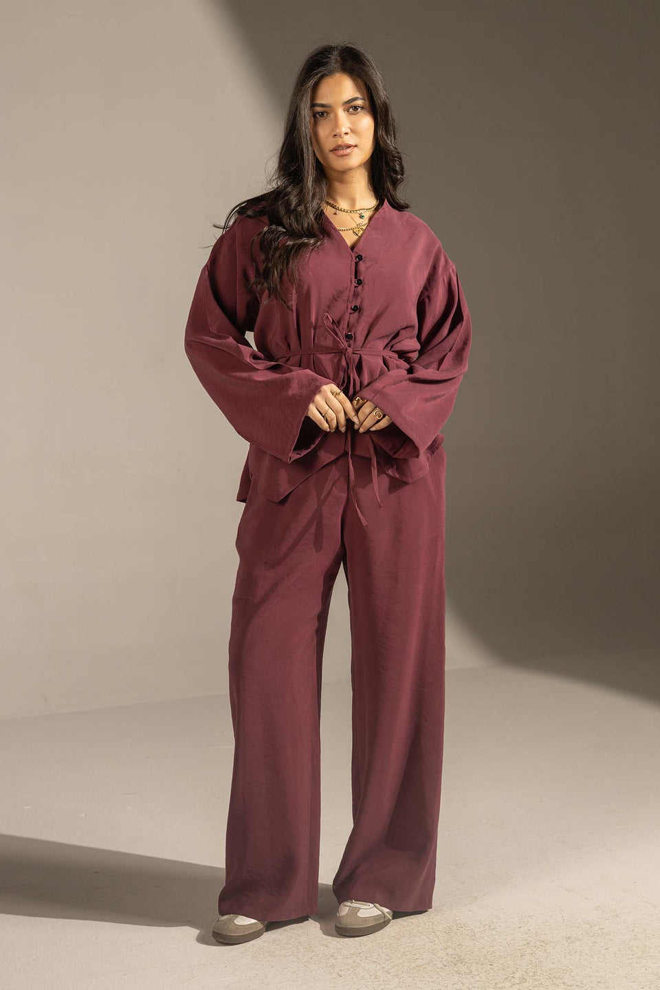 Burgundy Relaxed Fit Tied Set
