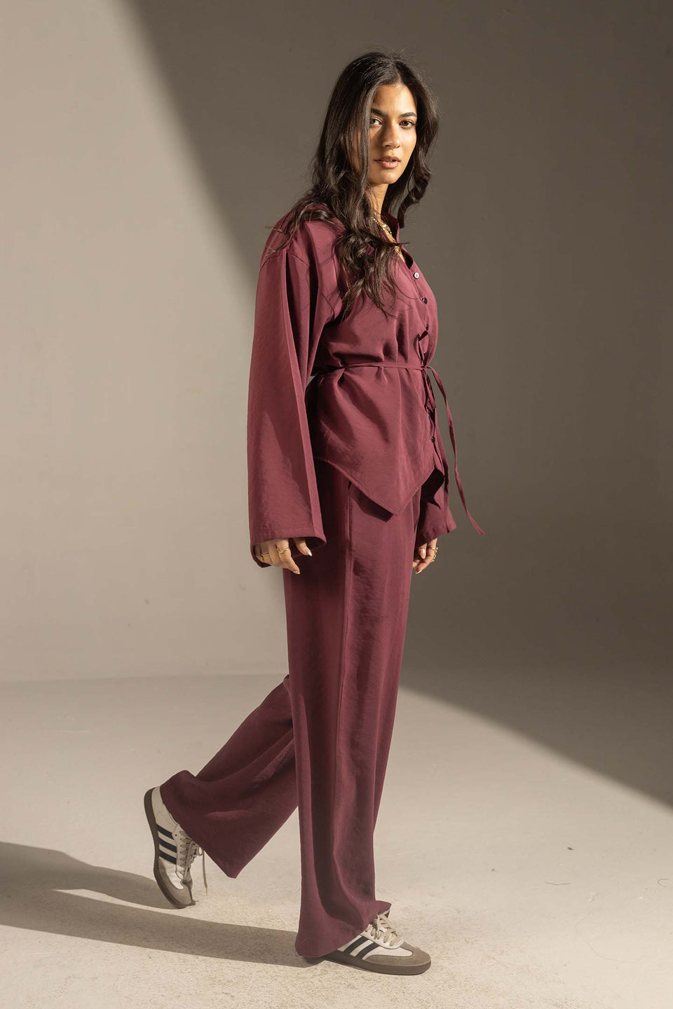 Burgundy Relaxed Fit Tied Set
