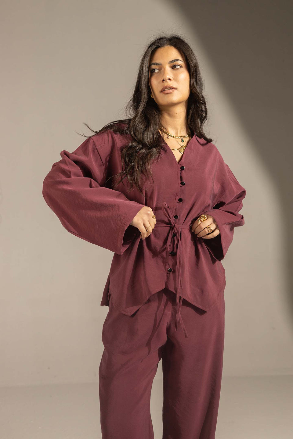 Burgundy Relaxed Fit Tied Set