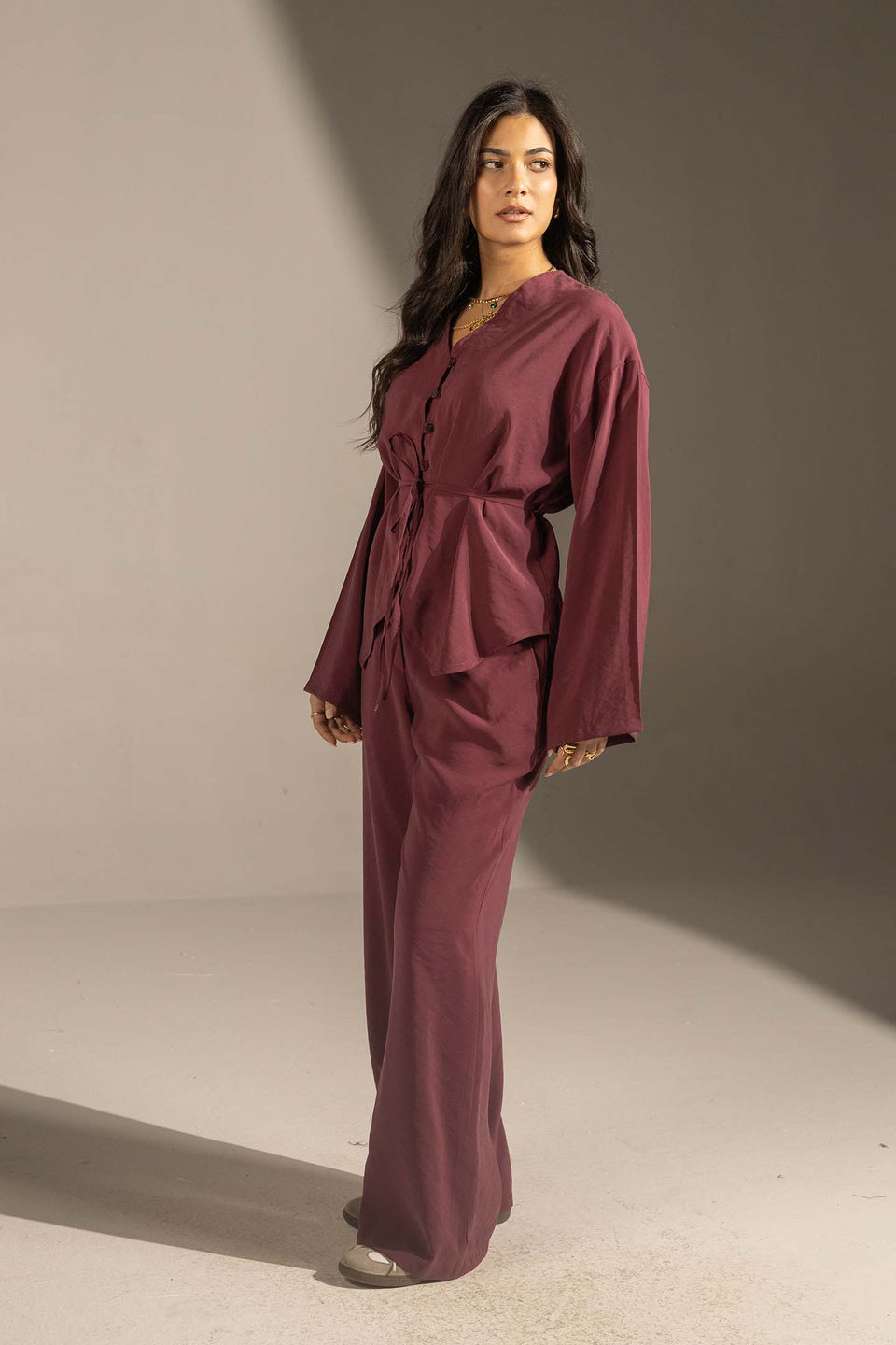 Burgundy Relaxed Fit Tied Set