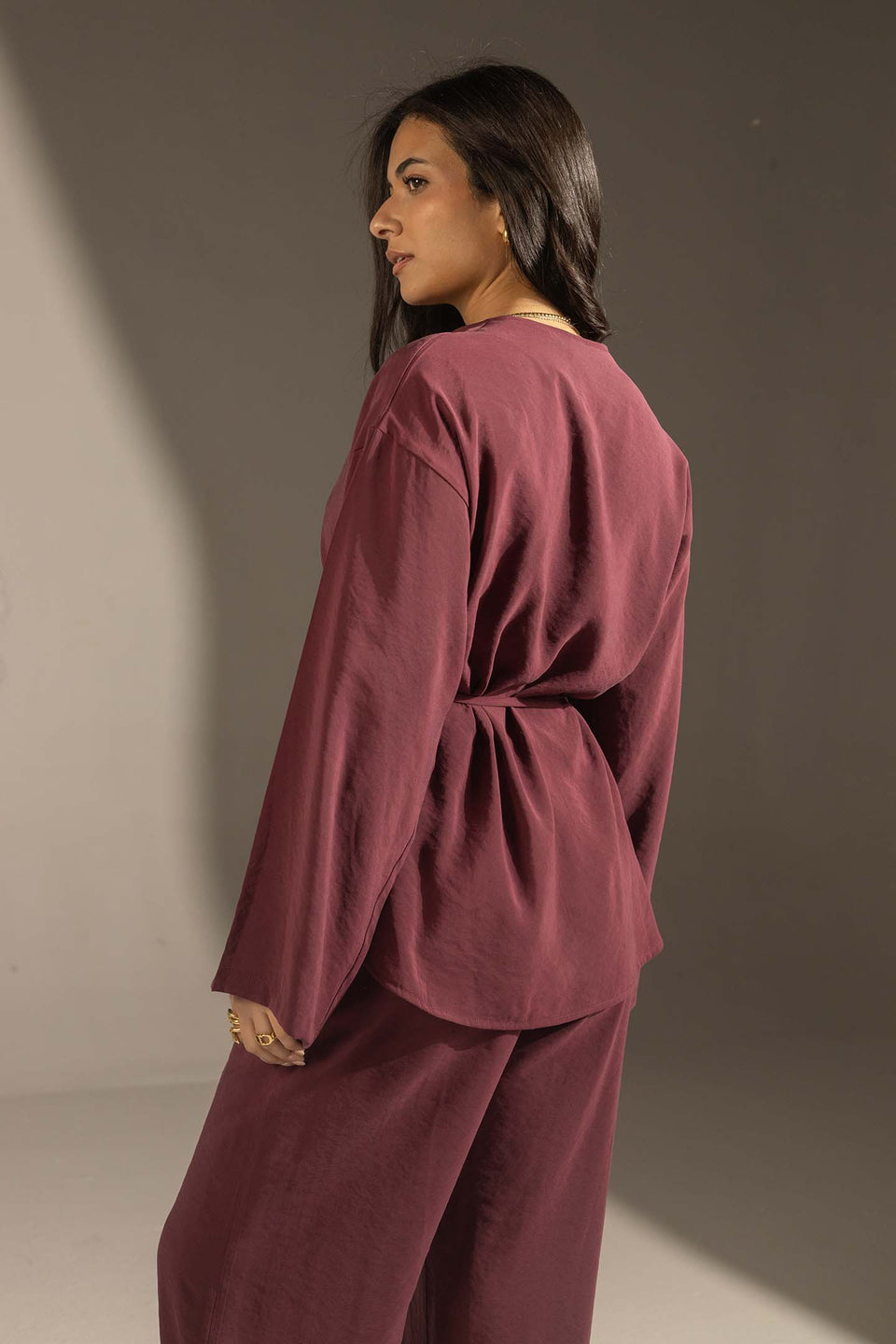 Burgundy Relaxed Fit Tied Set