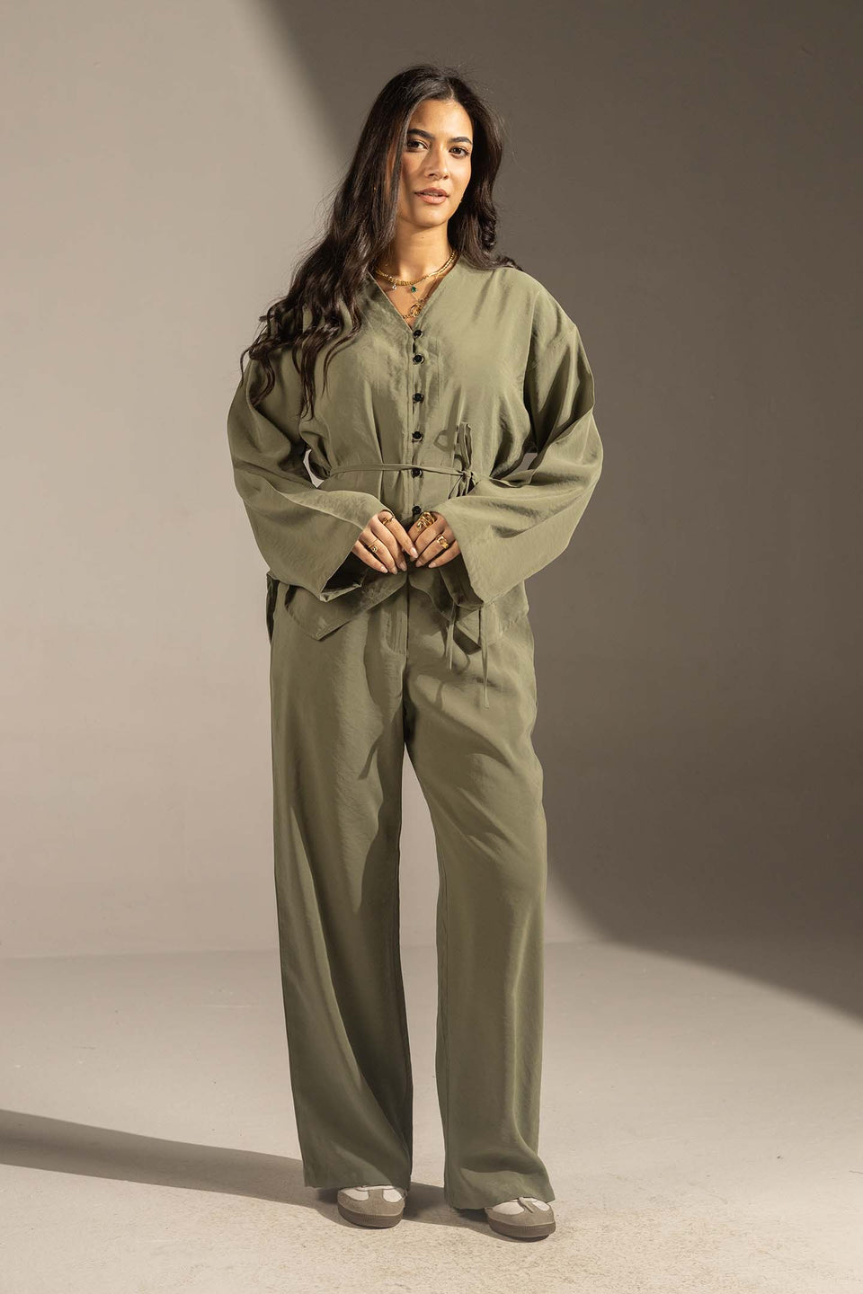 Olive Relaxed Fit Tied Set