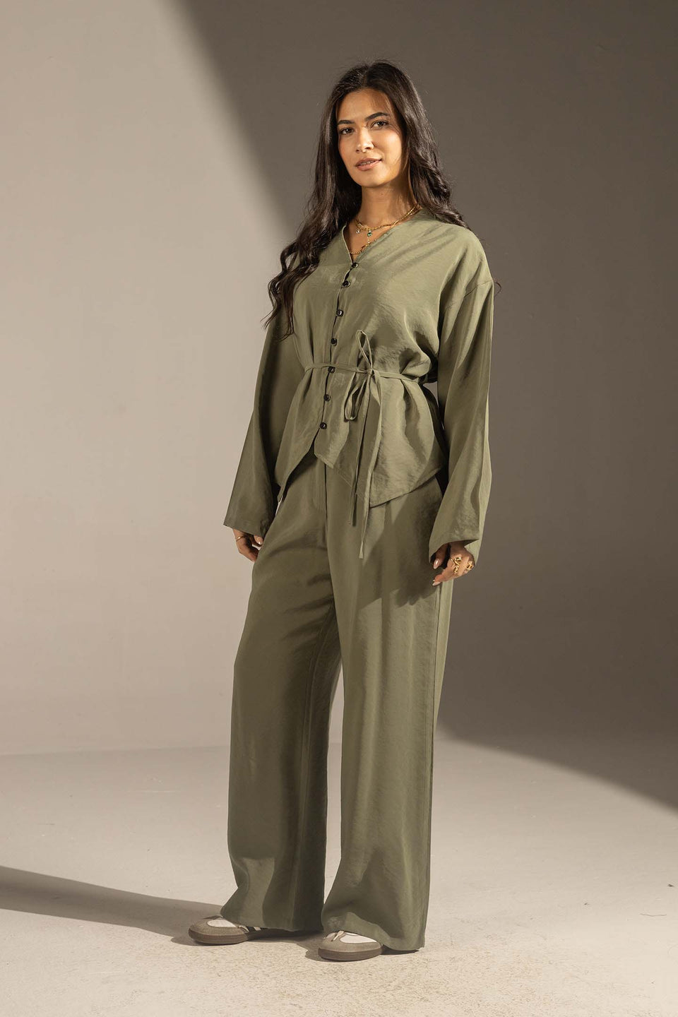 Olive Relaxed Fit Tied Set