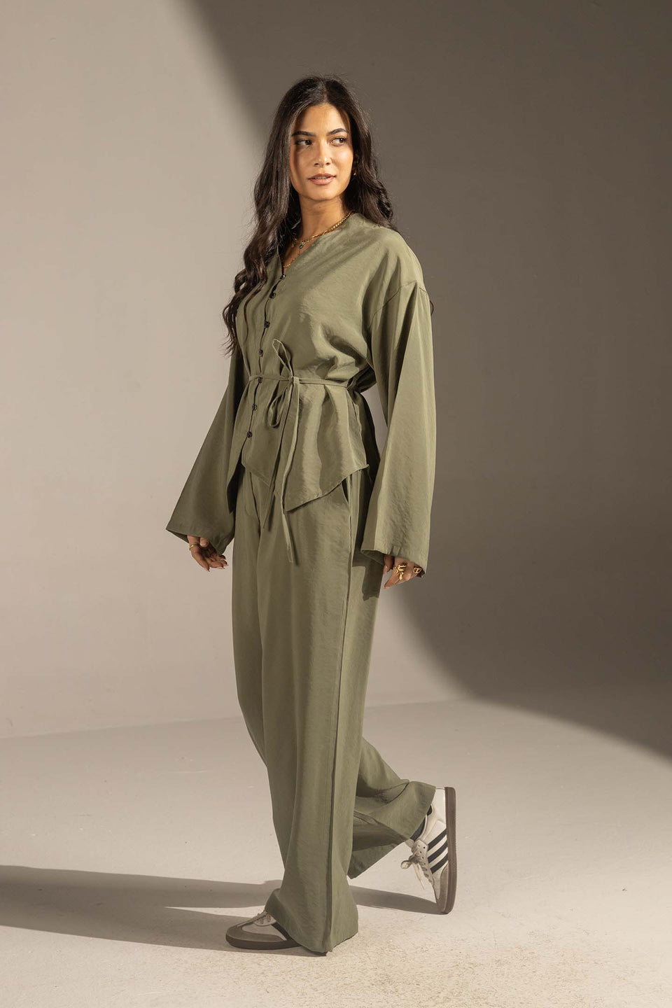 Olive Relaxed Fit Tied Set