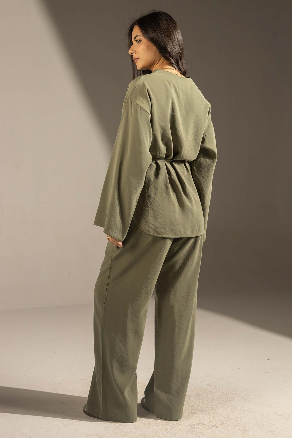 Olive Relaxed Fit Tied Set