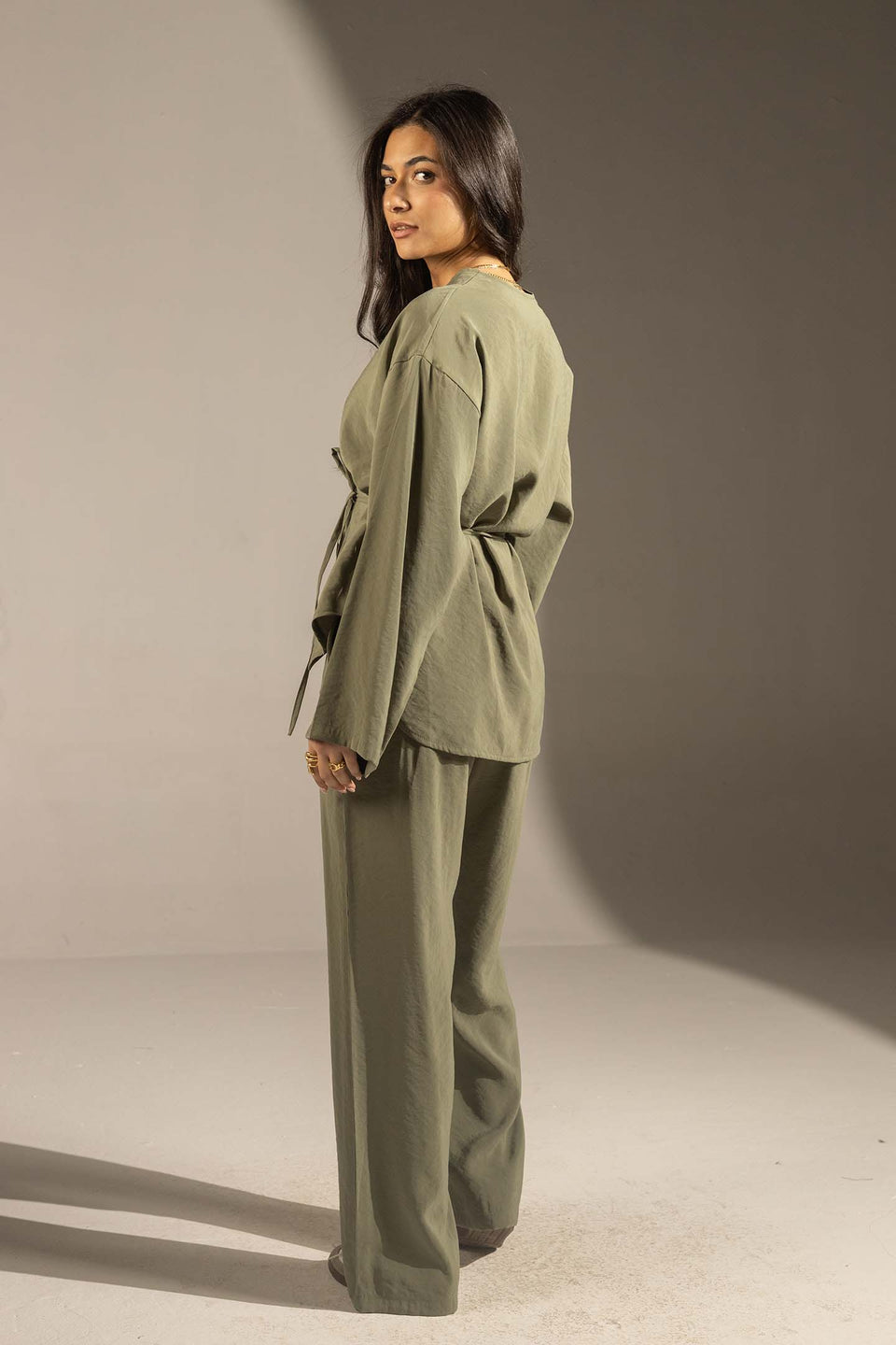 Olive Relaxed Fit Tied Set